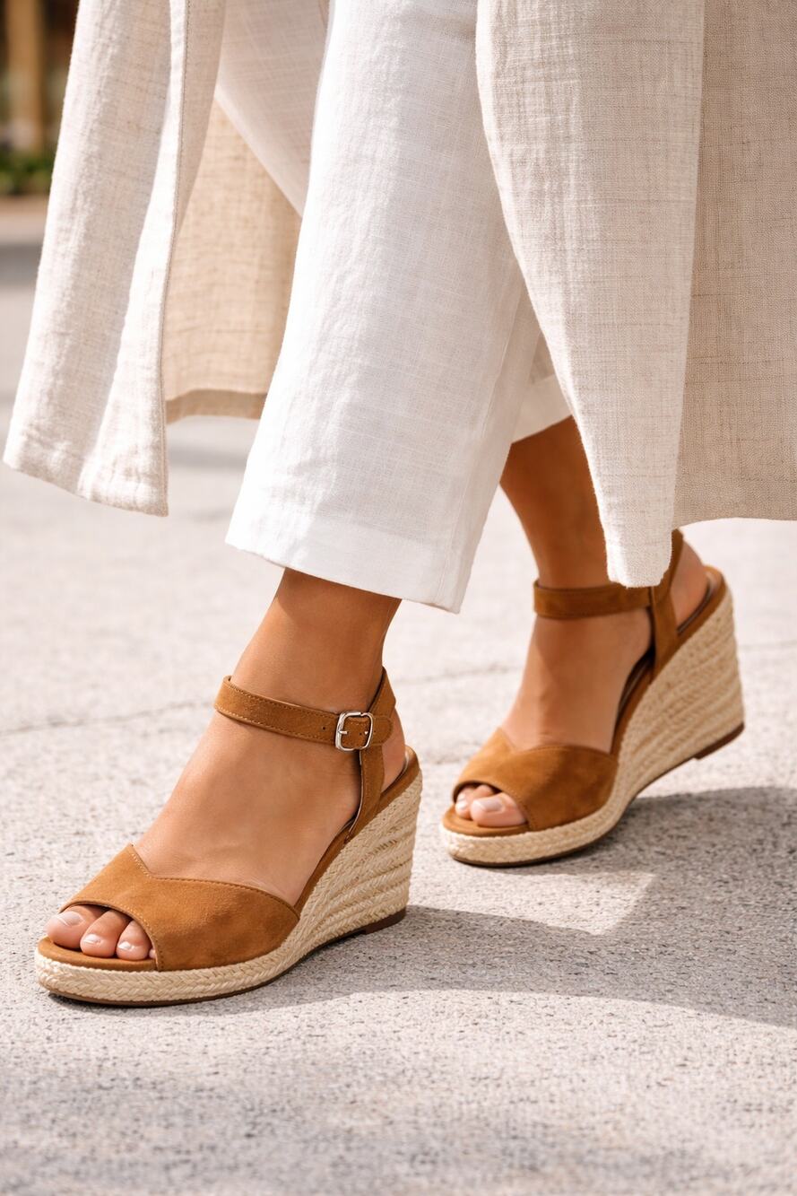 Prada Camel Suede Espadrille Wedge, 95mm Size 36 EUR / 6.5 US